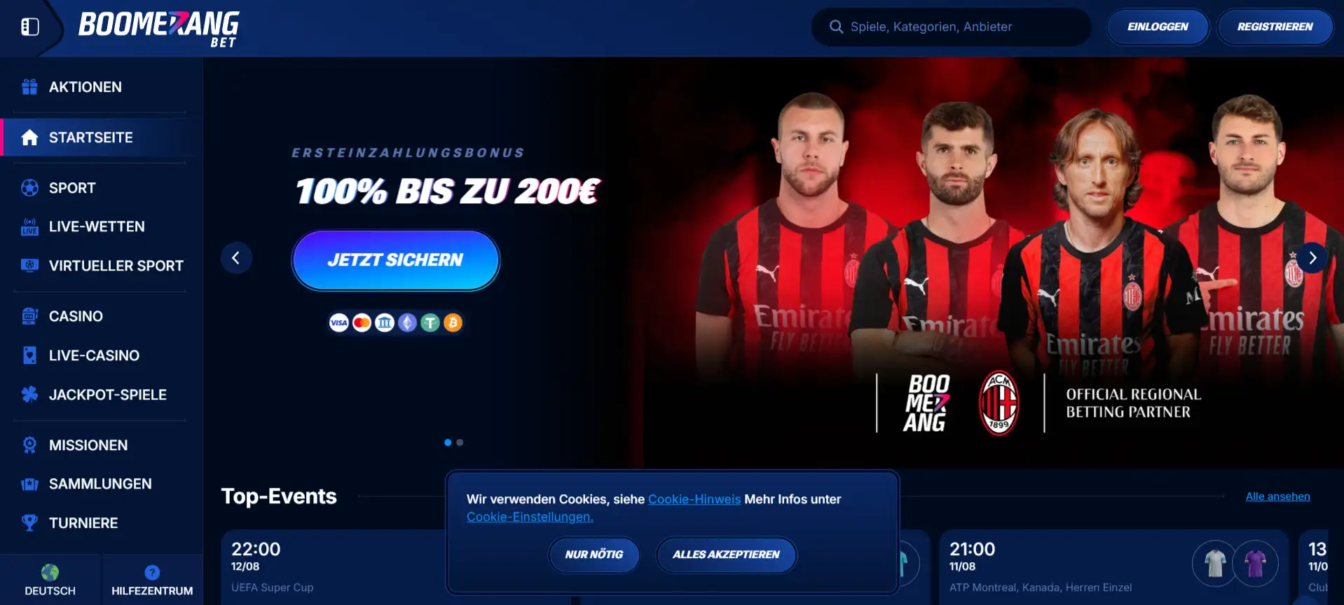 Boomerang Bet Casino Screen