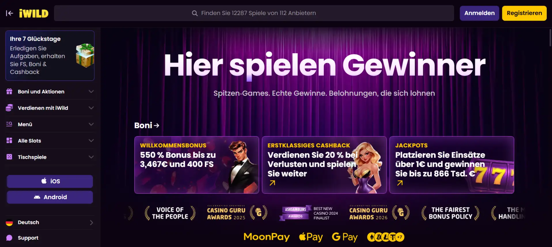 iWild Casino Screen